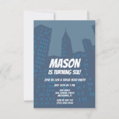 Boys Superhero City Geburtstagsparty Einladung (Vorderseite)