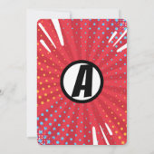 Boy's Superhero Comic Buch Geburtstag Einladung (Rückseite)