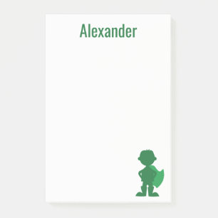 Boys Superhero Personalisiert Green Silhouette Post-it Klebezettel