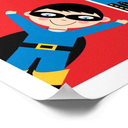 Boys Superhero Personalisiert Poster (Ecke)
