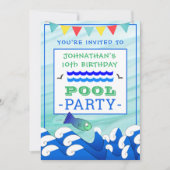 Boy's Swimming Fisch Geburtstag Pool Party Einladung (Vorderseite)