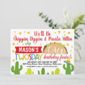 Boys Taco Zweitägige Party Einladung (Stehend Vorderseite)