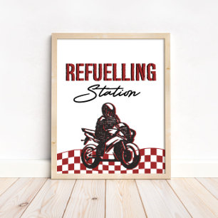 Boys Tankstelle Signieren Dirt Bike Geburtstag Poster