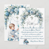 Boys Taufe Blue Cloud Dankeskarte (Vorne/Hinten)