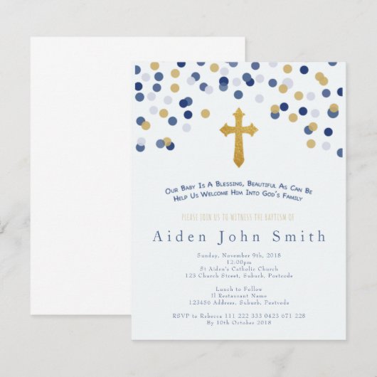 Boys Taufe Einladung (Vorne/Hinten)