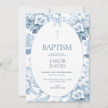 Boys Taufe Einladung Blauer Vintager Blumenstrauß