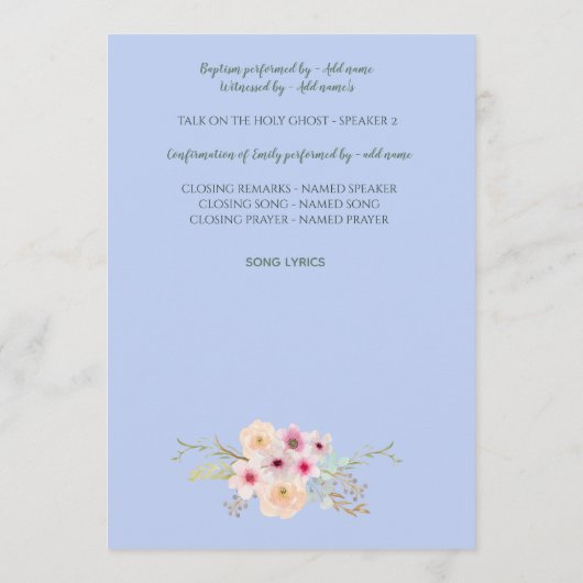 BOYS-Taufprogramm - Blumenkreuz Programm (Rückseite)