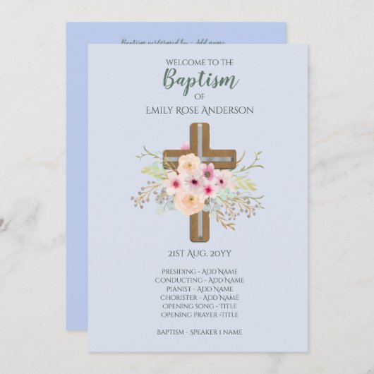 BOYS-Taufprogramm - Blumenkreuz Programm (Vorne/Hinten)