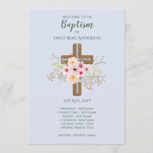 BOYS-Taufprogramm - Blumenkreuz Programm (Vorderseite)