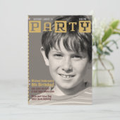 Boys Tech Magazine Foto Geburtstagsparty Einladung (Stehend Vorderseite)