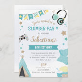 Boys Teepee Sleepover Invitation - Slumber Party Einladung (Vorne/Hinten)
