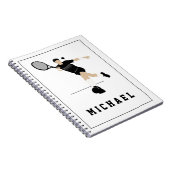 Boys Tennis Player Hitze Forehand & Kinder Name Notizblock (Rechte Seite)