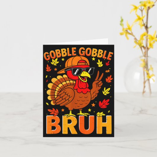 Boys Thanksgiving Bruh Turkey Gobble Family Boys G Karte (Gelbe Blume)