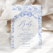 Boys Toile De Jouy Blue Baby Shower Invitation Einladung