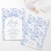 Boys Toile De Jouy Blue Baby Shower Invitation Einladung