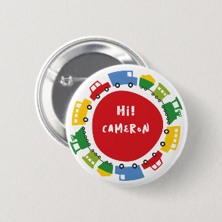 Boys Toys Bunte Fun Transport Geburtstagspartei Button