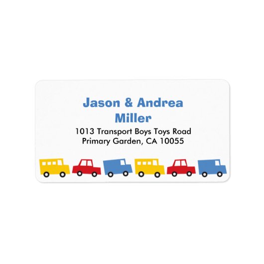 Boys Toys farbenfrohe Transport Car Bus Truck Adre Adressaufkleber (Vorne)