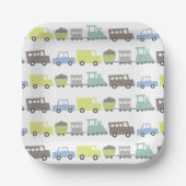 Boys Toys Pastel Blue Kid Transport Geburtstagspar Pappteller (Vorderseite)