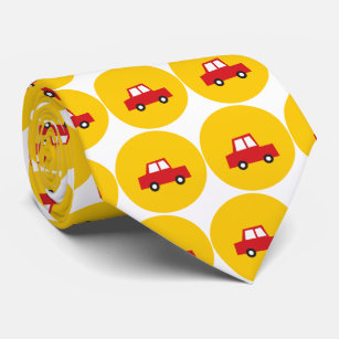 Boy's Toys Red Car Yellow Dots Fun Gift Tie Krawatte