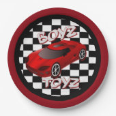 Boys Toys Red Sports Car Pappteller (Vorderseite)