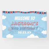 Boys Train Chugga Zwei Flag Blau Rot Weißer Geburt Banner (Horizontal)