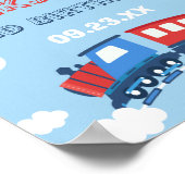 Boys Train Chugga Zwei Flag Blau Rot Weißer Geburt Poster (Ecke)