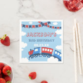 Boys Train Chugga Zwei Flag Blau Rot Weißer Geburt Serviette (Beispiel)