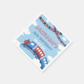 Boys Train Chugga Zwei Flag Blau Rot Weißer Geburt Serviette (Ecke)