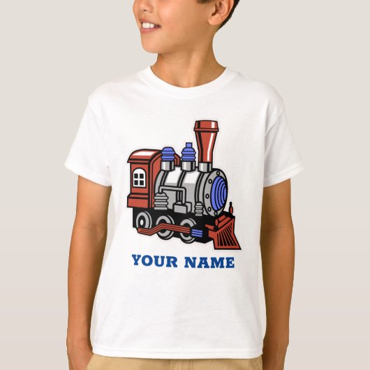 Boys Train Geschenk Persönlicher Name T Shirt (Vorderseite)