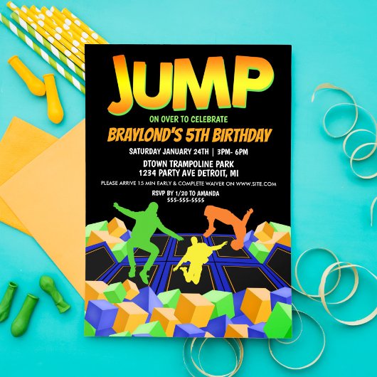 Boys Trampolin Park Party Einladung