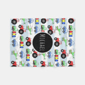 Boy's Transport Train Muster Name Kinder Fleecedecke (Vorderseite (Horizontal))