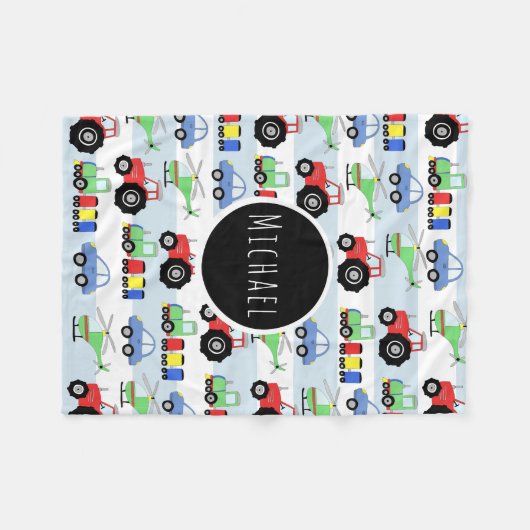 Boy's Transport Train Muster Name Kinder Fleecedecke (Vorderseite (Horizontal))