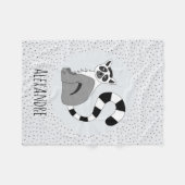 Boys Trendy Niedlich Dschungel Lemur & Name Kids Fleecedecke (Vorderseite (Horizontal))