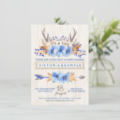 Boys Tribal Antler Fall Baby Shower Einladungen (Stehend Vorderseite)