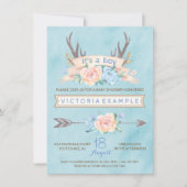 Boys Tribal Antler Floral Baby Shower Einladungen (Vorderseite)
