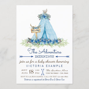 Boys Tribal TeePee Baby Shower Einladungen