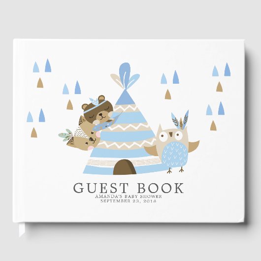 Boys Tribal Woodland Babydusche Gästebuch (Vorderseite)