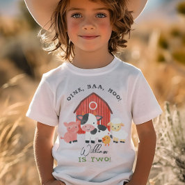 Boys “Two” Farm Animal Barnyard Kids 2nd Birthday Tri-Blend Shirt
