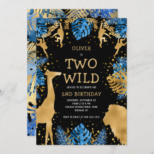 Boys Two Wild 2. Geburtstag Blue Black Safari Einladung