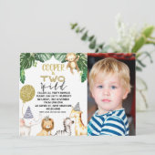 Boys Two Wild Safari Foto 2. Geburtstag Einladung (Stehend Vorderseite)