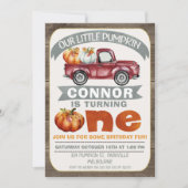 Boys unsere kleine Pumpkin 1. Geburtstag Einladung (Vorderseite)
