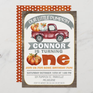 Boys unsere kleine Pumpkin 1. Geburtstag Einladung