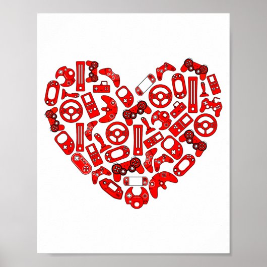 Boys Valentinstag Gaming Videospielcontroller Poster (Vorne)