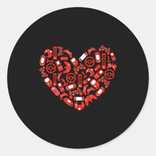 Boys Valentinstag Gaming Videospielcontroller  Runder Aufkleber (Vorderseite)