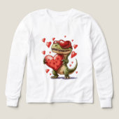 Boys Valentinstag T-Rex Langarm (Design Vorderseite)
