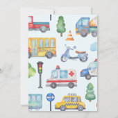 Boys Vehicles oder Transport Einladung zum Geburts (Rückseite)