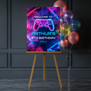 Boys Video Gaming Geburtstagsparty Begrüßung Poster