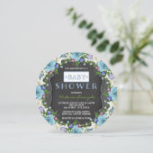 Boys Vintag Chalk Baby Dusche Einladung (Stehend Vorderseite)