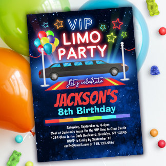 Boys VIP Limo Geburtstagsparty Einladung