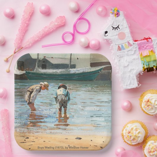 Boys Wading (1873) von Winslow Homer Pappteller (Party)